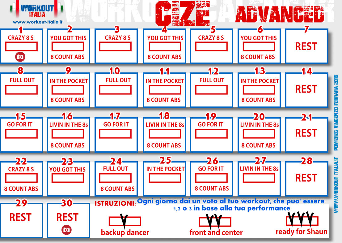 cize workout calendar advanced